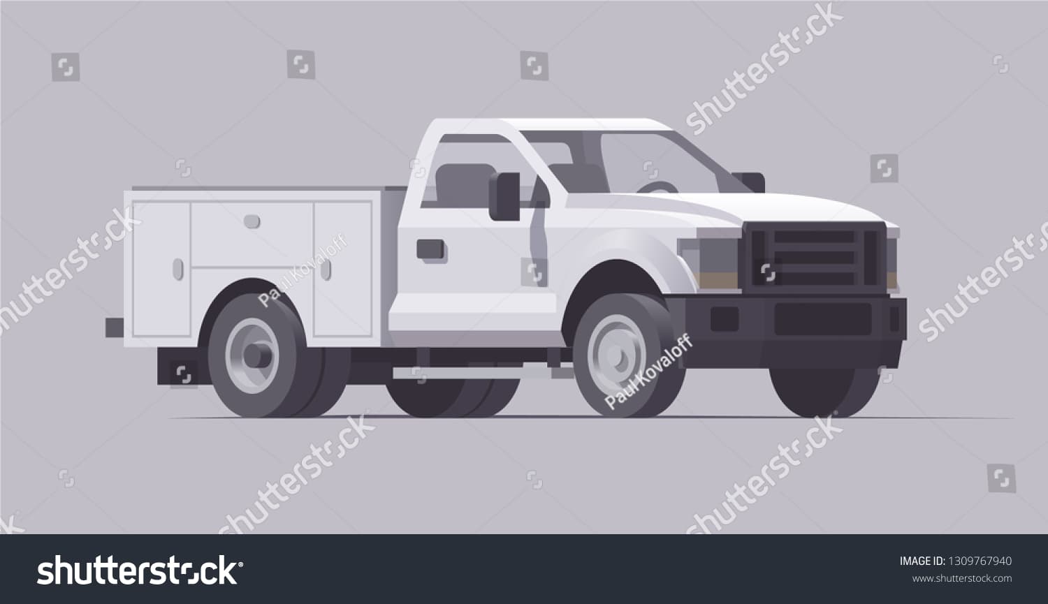 Utility service pickup truck illustration