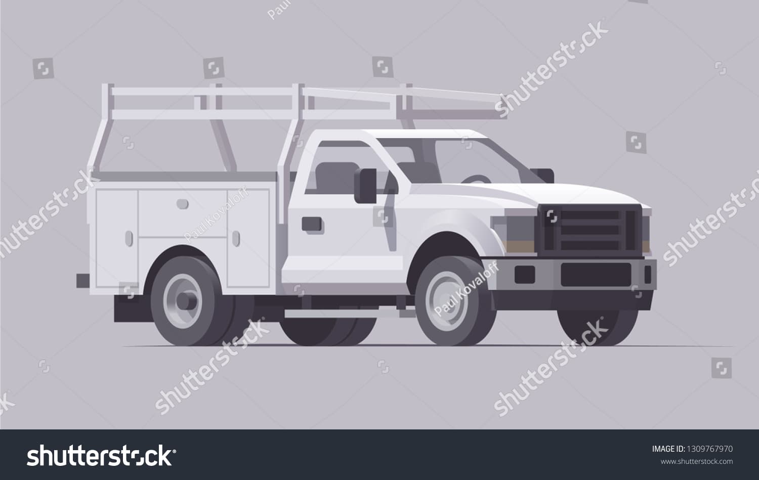 Service body pickup truck side profile