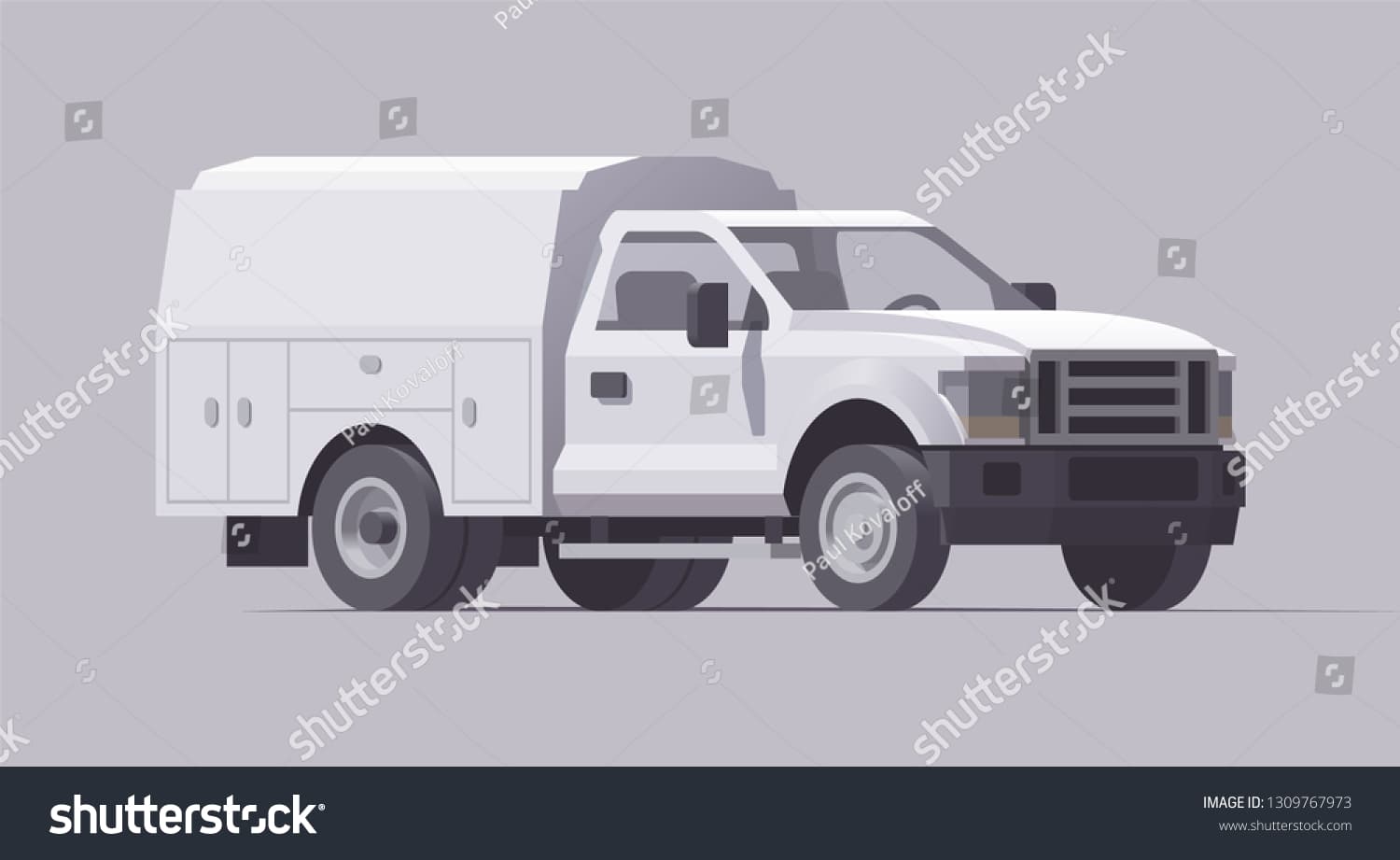 Enclosed utility service truck illustration